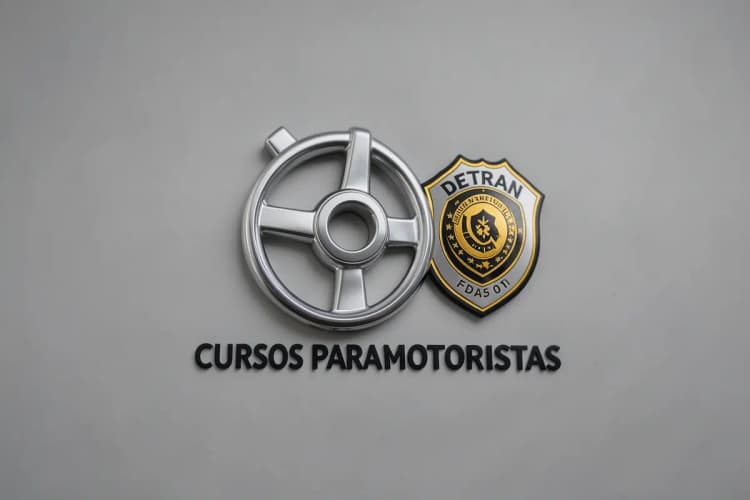 Logotipo da CURSOS PARA MOTORISTAS com um selo de aprovação do Detran