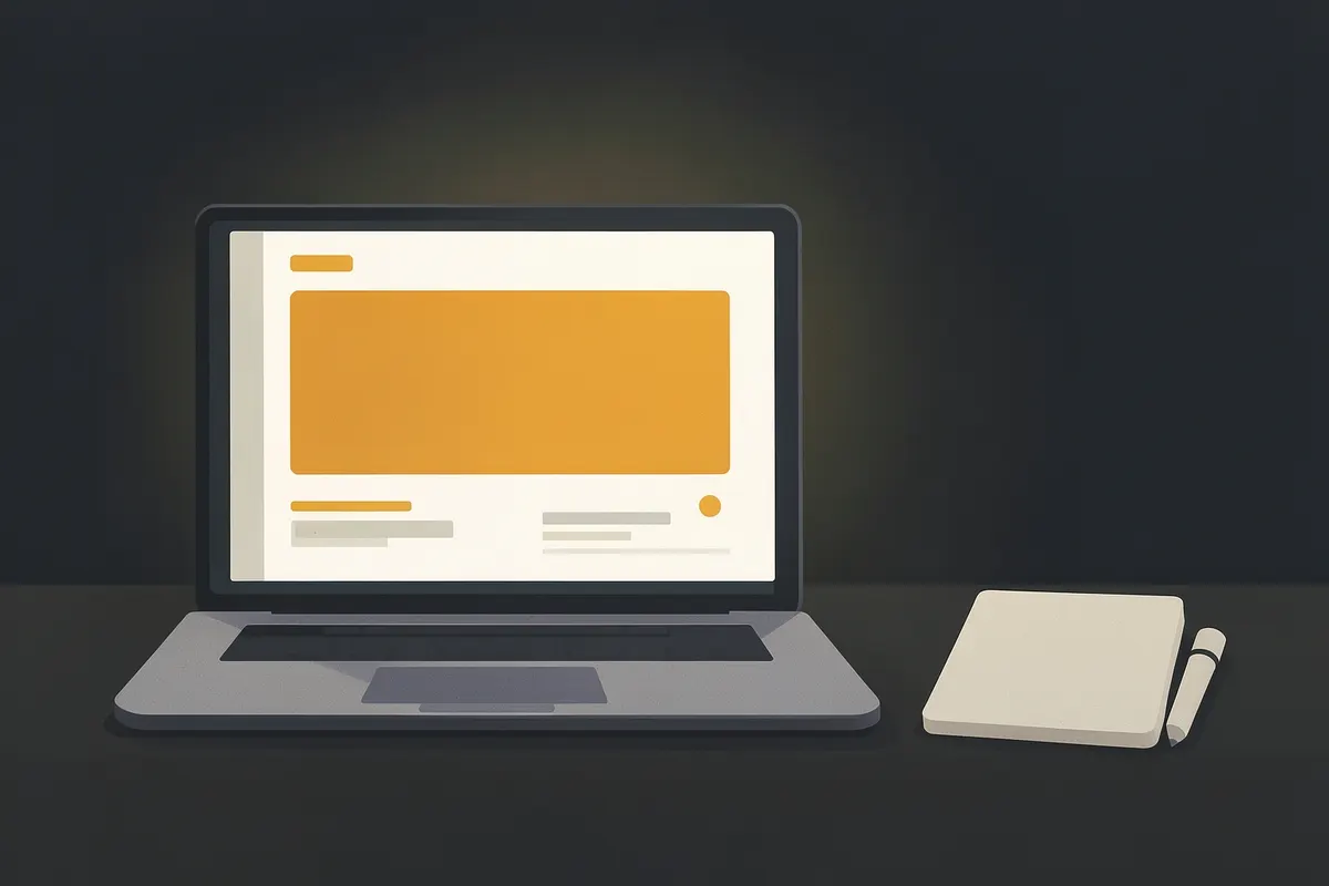Computador exibindo plataforma de curso online com vídeo e texto